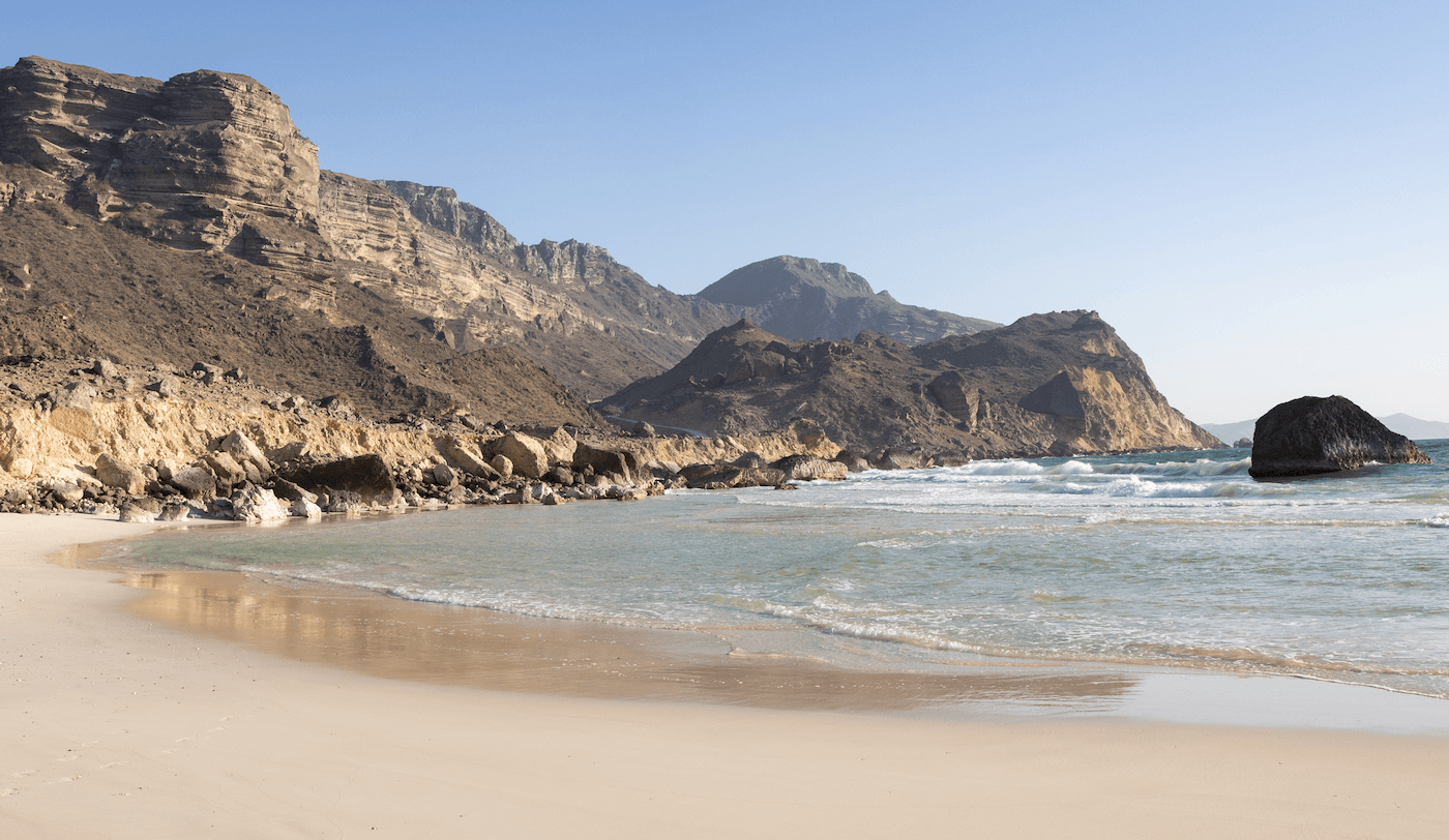 Salalah seascape with cliffs and the beach